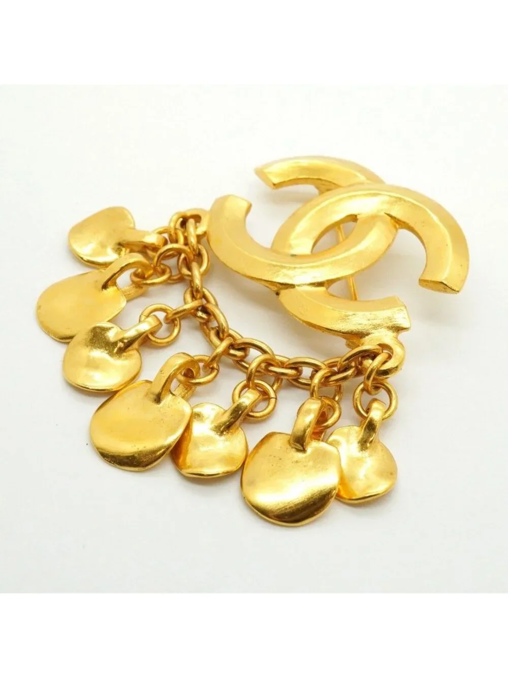 Chanel Brooch Vintage CC Logo Gold Plated